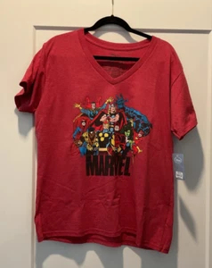 Disney Store Marvel Camicia Donna 2XL Rosso Scollo a V - Nuova - Foto 1 di 4