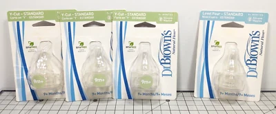 Lote de 3 pezones de silicona estándar Dr. Brown's Natural Flow corte en Y, 1 nivel cuatro. Foto 1 de 4