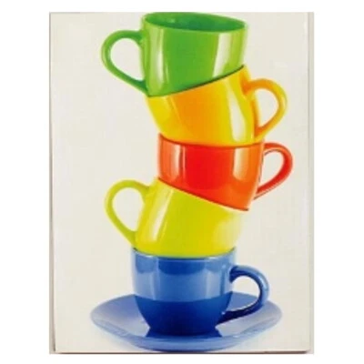 Bild 30x40 cm Kaffeetassen farbenfrohe Küchendekoration für Kaffeetrinker schief - Bild 1 von 4