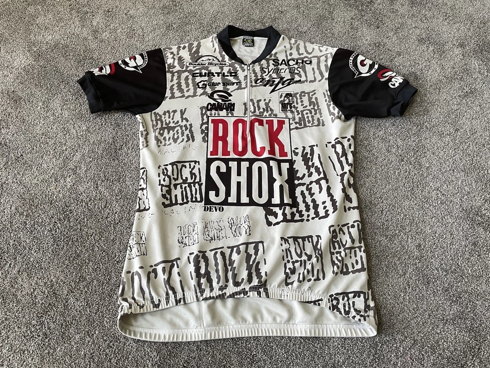 Camiseta deportiva de ciclismo Canari para hombre XL cremallera Rock Shox Devo bicicleta elástica vintage EE. UU. Foto 1 de 4