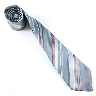 Corbata Kenneth Cole verde marrón a rayas 100 % seda 61 1/2" X 3 1/2" nueva sin etiquetas Foto 1 de 4