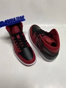 NIKE AIR JORDAN 1 MID REVERSE BRED [554724 660] GYM RED BLACK WHITE SZ 10.5 - Picture 1 of 7