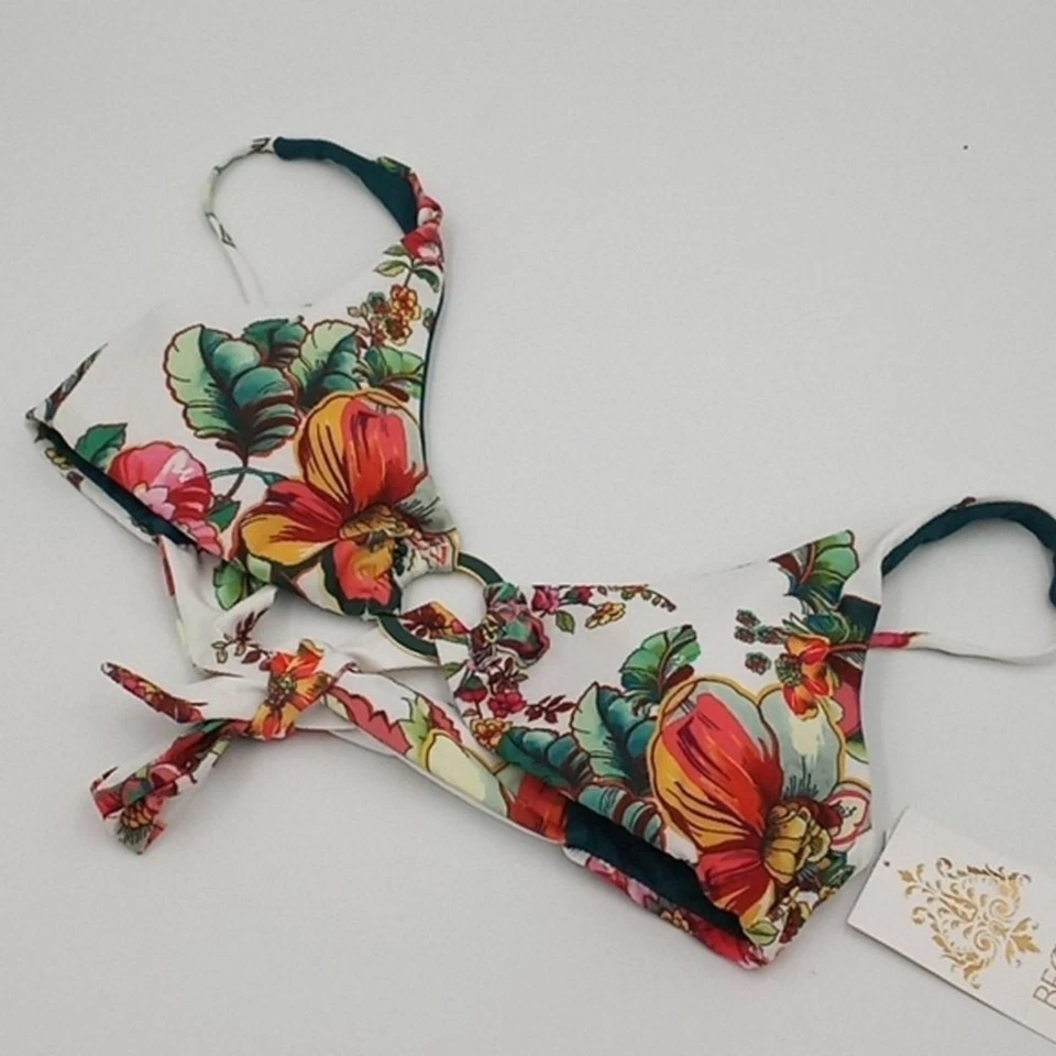 BECCA Women's Emma Embellished Floral-print Bikini Top Multi M