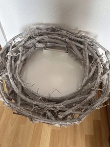 Dekoration Weiden Kranz 50x50cm Design Garten Wohnen Gekälkt Weiß - Bild 1 von 4
