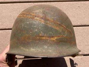 Segunda Guerra Mundial M1 Schlueter Costura Frontal Paca Giratoria Casco Carcasa Equipo de Equipo de Campo - Imagen 1 de 9
