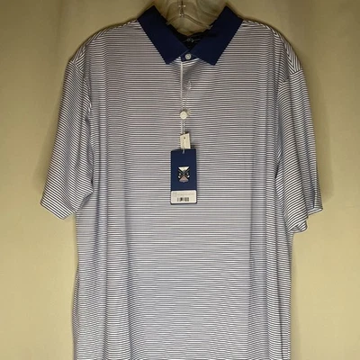 Boston Scott Links Collection Men's Golf Polo XXL  NWT Navy/White Striped - Image 1 of 4