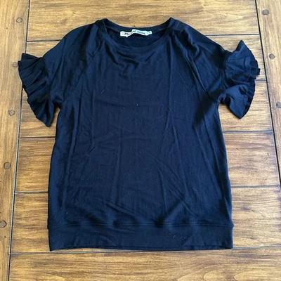 Womens MICHAEL STARS LA Sweatshirt Ruffle Short Sleeve Top Shirt Sz. Medium $140 - Image 1 of 4