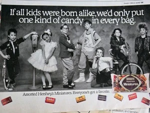 1987 Hershey's Miniatures chocolate candy if all kids were born alike vintage Ad - Picture 1 of 1