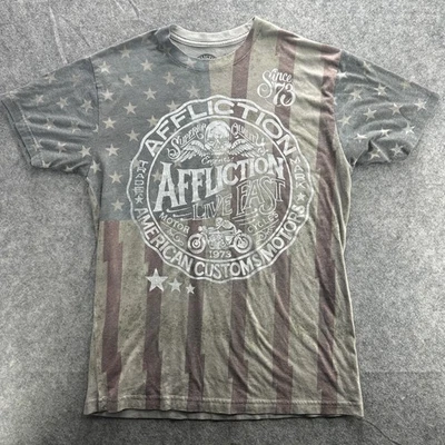 Camisa Affliction Para Hombre Extra Grande XL American Customs Motors Live Fast Skull Foto 1 de 4