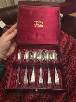 Antique Victorian Sterling 6 Silver Teaspoons-George Adams London 1865 Boxed - Image 1 of 4