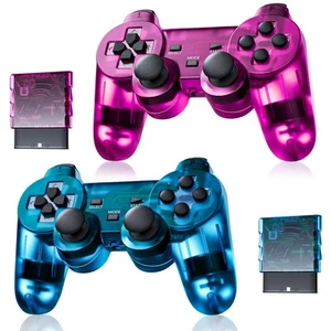 Wireless Controller für PS2 Playstation 2 Dual Vibration 2 - ClearBlue und C... - Bild 1 von 7