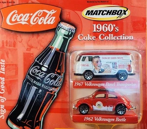 Matchbox 1960's Coca Cola 1967 Volkswagen Panel Transporter & 1962 Beetle, 1/64 - Picture 1 of 3