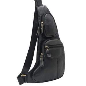Leather Sling Bag Crossbody Backpack for Men Women Travel Outdoor Sports Hiki... - Picture 1 of 7