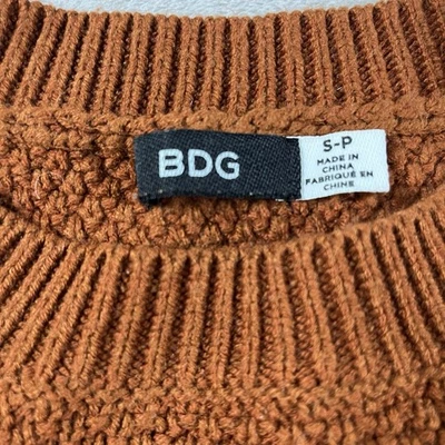 BDG Men's Rust Orange Elbow Pad Crew Neck Pullover Sweater Size Small - Image 1 of 4