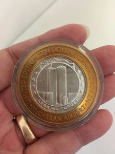 .999 Silber Less We Forget Twin Towers McCarrin Airport Spielmarke - Bild 1 von 2