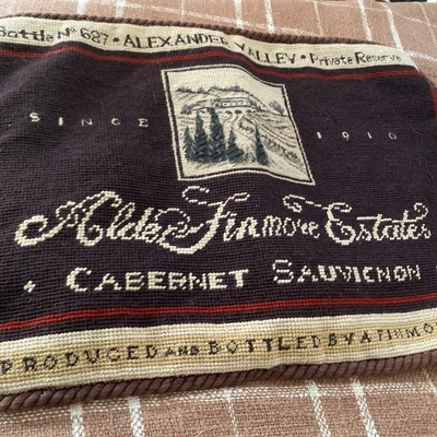 Alder Finmore Estates Wine Needlepoint Pillow Cover Case Cabernet Sauvignon  - Image 1 of 2