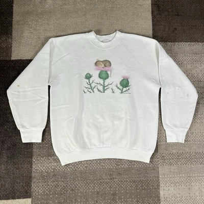 Винтажная белая толстовка House Mouse Designs 1988 для взрослых L милая мышь на кактусе - Изображение 1 из 4