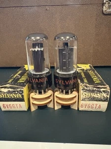Pair Sylvania 6V6GTA Black Plate Tubes Halo Top Get TV7 & Maxi Tested NOS NIB🎸 - Picture 1 of 14