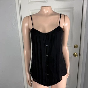 Camisa para mujer Nili Lotan mediana de seda camiseta sin mangas pintuck botón diseñador II20 - Imagen 1 de 5