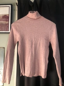 ZARA Rose Pink Turtle Neck Ribbed Sweater Girls 13 -14 Pullover Loungewear - Picture 1 of 7