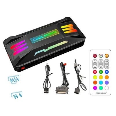 RGB Controller 4Pin PWM 5V 3Pin ARGB Fan Cooler PC Remote Control Wireless Smart - Bild 1 von 4