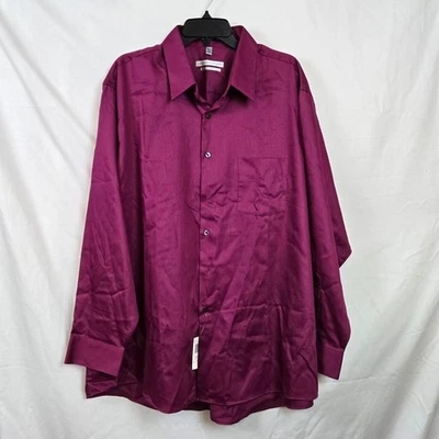 Geoffrey Beene Hombres Púrpura Manga Larga Sin Arrugas Carrera Vestido Camisa 18 1/2 NUEVO Foto 1 de 4