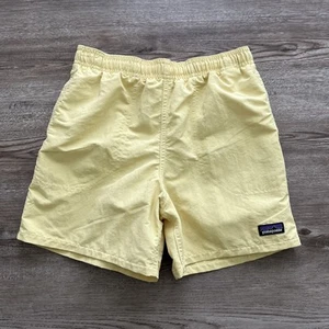 Patagonia Swim Shorts Boys 12 Yellow 4 Inch Mesh Lined - Picture 1 of 11