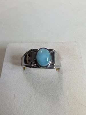 Anillo Larimar 9x7mm Acero Inoxidable Talla 12 DAD457 Foto 1 de 4