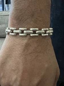 Men’s Silver Panther Link Bracelet Unmarked, Jeweler Verified Silver - Picture 1 of 8