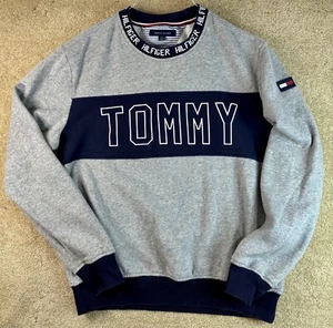 Maglione Tommy Hilfiger grigio uomo Spell Out felpa grande - Foto 1 di 4