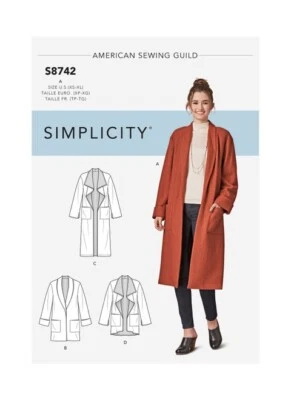 SIMPLICITY 8742 WOMEN'S CARDIGAN Sewing Pattern Sizes XS-XL Skill: AVERAGE - Image 1 of 4