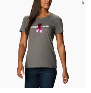Columbia Brest Cancer Awareness Shirt Size 1X Gray Tested Tough Short Sleeve NWT - Picture 1 of 5