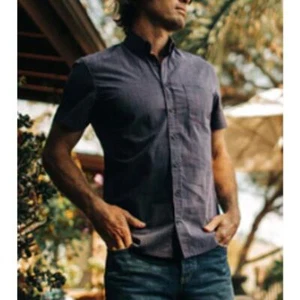 Chaqueta de manga corta Taylor Stitch The para hombre nueva con etiquetas a rayas azules talla S - Imagen 1 de 4