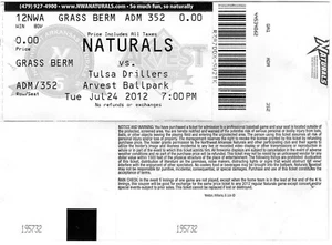 Northwest Arkansas Naturals MiLB Baseball Ticket Stub 2012 Arvest Ballpark - Picture 1 of 1