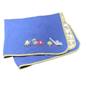 GYMBOREE Lil Dirt Magnet Blue Green Ivory Truck Print Baby Blanket Security Love - Picture 1 of 9