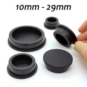 Black Silicone Rubber Drill Hole Plugs Push In Compression Stem Bung 10mm-29mm - Picture 1 of 5