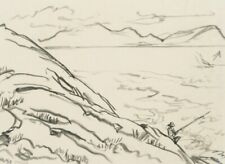 H. WINGLER (1896-1981), Angler am Meer,  1952, Kohle Moderne Landschaft