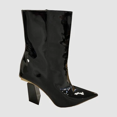$1790 Valentino Garavani Women Black Patent Leather Ankle Boot Shoe Size 39 - Image 1 of 4