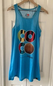 Womens Tank Top Cover Up Dress CoCo Nut Turquoise I Love Panama Sz Sm/Med - Picture 1 of 9