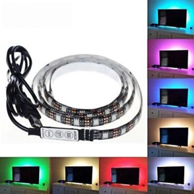 STRISCIA RGB 5050 SMD LED STRIP TV USB 1 2 5 MT IP20 INTERNO STRIP LUCE CASA - Immagine 1 di 4