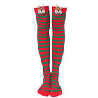 Christmas Women Santa Elf Solid/striped Long Socks Bowknot Thigh High Stockings