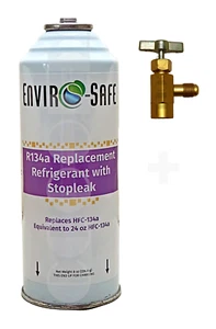 R134a Gaz zamienny czynnika chłodniczego + uszczelniacz Klimat Stop wycieków - zestaw z adapterem - Zdjęcie 1 z 9