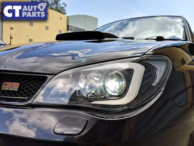 LED 3D Stripe DRL Projector Head Lights for 05-07 Subaru Impreza WRX GD HID TYPE - Image 1 of 4