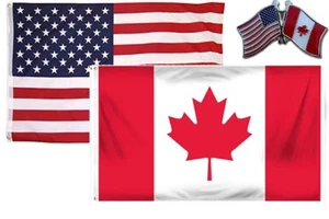 CANADA FIRST USA & Canada Country 3x5 5X3 Flag & Friendship Lapel Pin - Picture 1 of 4