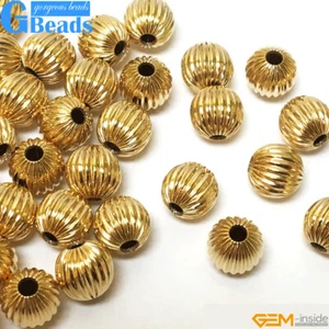 100 Stck. Hypoallergen Gewellt 14K Gelbgold Gefüllte Perlen Für Schmuck Herstellung - Bild 1 von 26