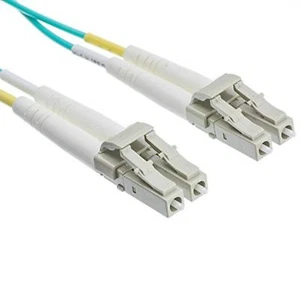 eDragon 10 GB Aqua Fiber Optic Cable, LC/LC, Multimode, Duplex, 50/125, 15m - Picture 1 of 5