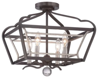 Minka Lavery 4347-593 4 Light 16"W Semi-Flush Ceiling Fixture - Silver - Image 1 of 4