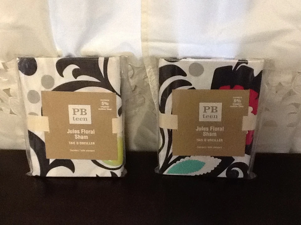 Pottery Barn Teen Jules Floral Sham Set/2 Negro Blanco Fucsia  Foto 1 de 1