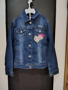 girls DKNY blue denim sequin jacket size 6 - Picture 1 of 8