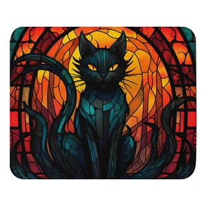 Stained Glass Black Cat Mouse Pad - Afbeelding 1 van 1